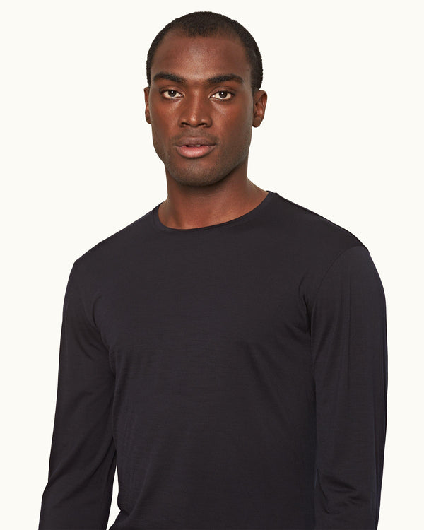 Orlebar Brown Orlebar Brown | Night Iris Crew Neck Long-Sleeve Merino T-shirt – ORLEBAR BROWN