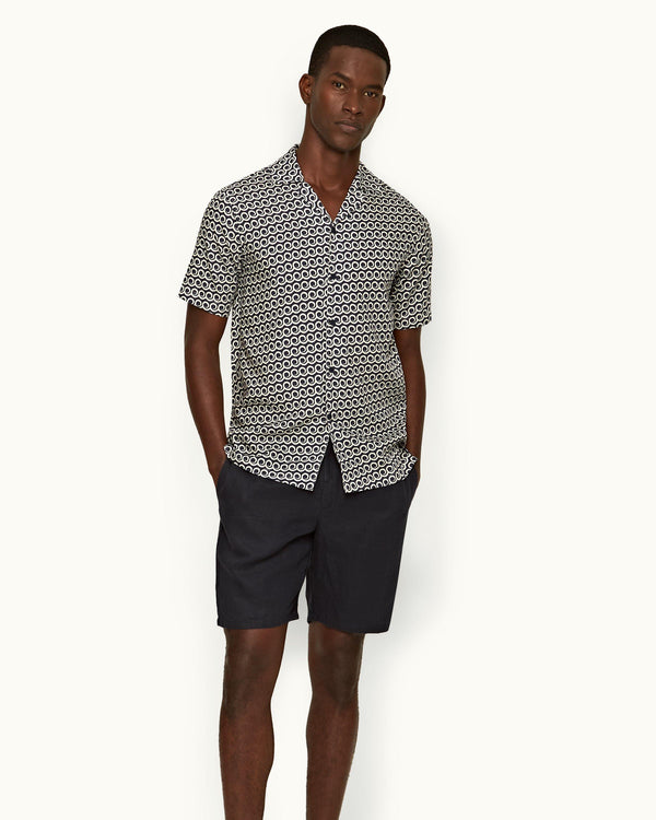Orlebar Brown Orlebar Brown | Night Iris Easy Tailored Fit Washed Linen Shorts – ORLEBAR BROWN