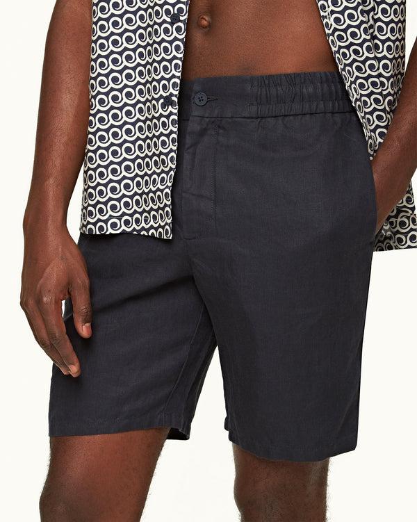 Orlebar Brown Orlebar Brown | Night Iris Easy Tailored Fit Washed Linen Shorts – ORLEBAR BROWN