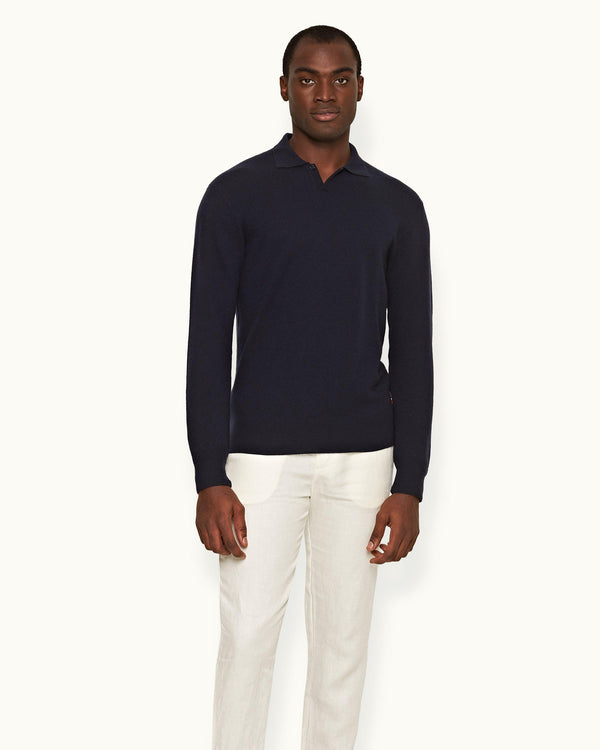 Orlebar Brown Orlebar Brown | Night Iris Fully Fashioned Waffle Stitch Cashmere Jumper – ORLEBAR BROWN