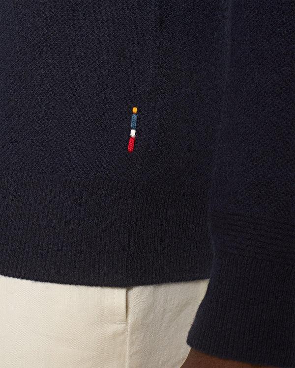 Orlebar Brown Orlebar Brown | Night Iris Fully Fashioned Waffle Stitch Cashmere Jumper – ORLEBAR BROWN