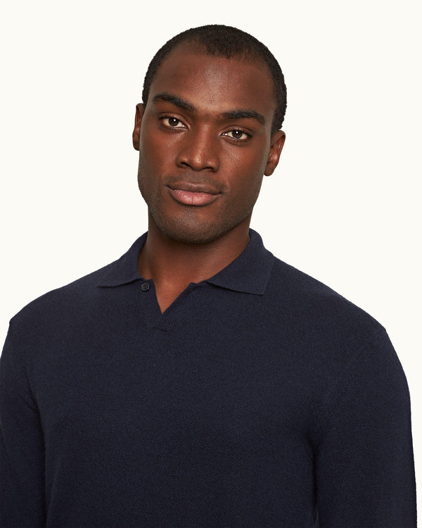 Orlebar Brown Orlebar Brown | Night Iris Fully Fashioned Waffle Stitch Cashmere Jumper – ORLEBAR BROWN