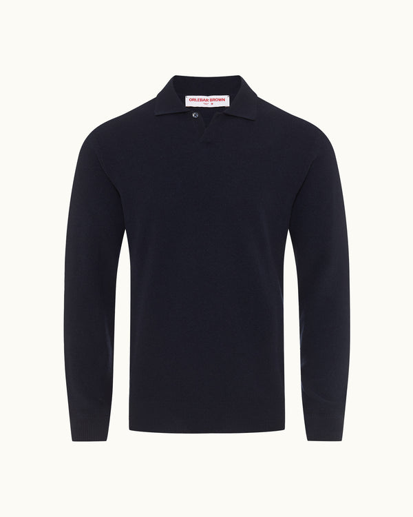 orlebar brown Orlebar Brown | Night Iris Fully Fashioned Waffle Stitch Cashmere Jumper – ORLEBAR BROWN