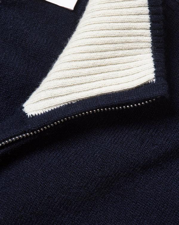 Orlebar Brown Orlebar Brown | Night Iris Navy Men's Tailored Fit Half-Zip Cashmere Jumper – ORLEBAR BROWN