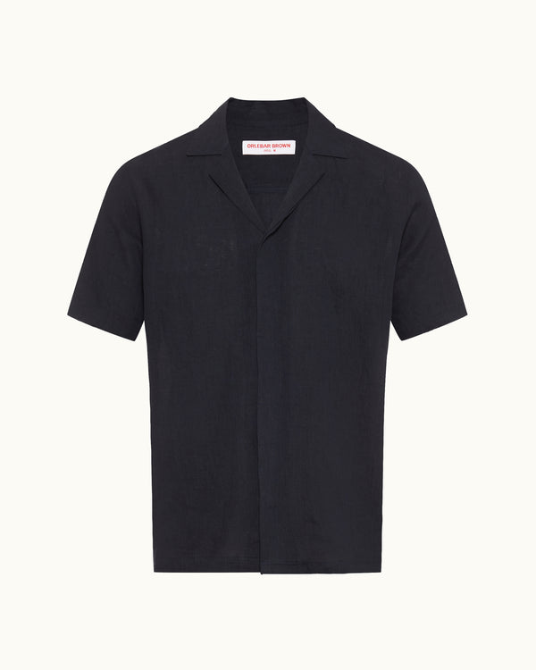 orlebar brown Orlebar Brown | Night Iris Relaxed Fit Capri Collar Linen Shirt – ORLEBAR BROWN