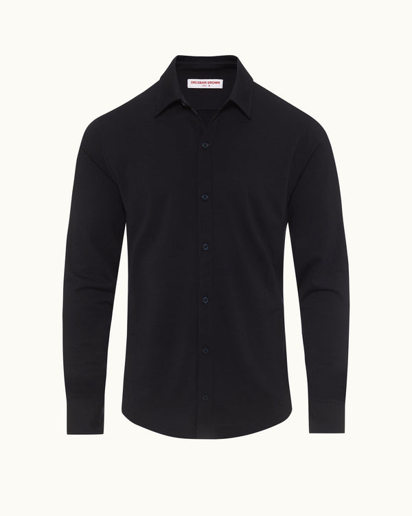 orlebar brown Orlebar Brown | Night Iris Tailored Fit Classic Collar Merino Shirt – ORLEBAR BROWN