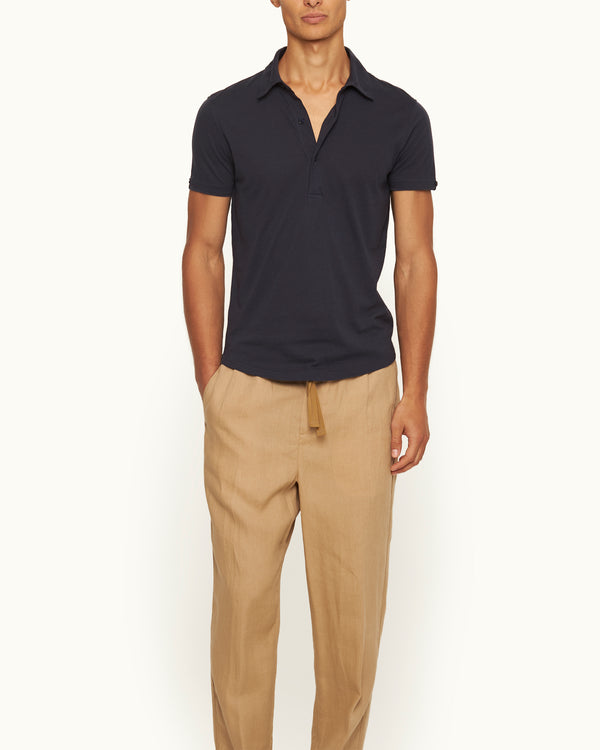 Orlebar Brown Orlebar Brown | Night Iris Tailored Fit Cotton-Silk Polo Shirt – ORLEBAR BROWN