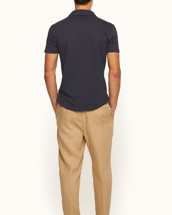 Orlebar Brown Orlebar Brown | Night Iris Tailored Fit Cotton-Silk Polo Shirt – ORLEBAR BROWN