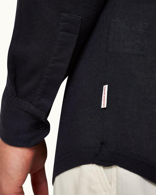 Orlebar Brown Orlebar Brown | Night Iris Tailored Fit Long-Sleeve Modal-Cashmere Polo Shirt – ORLEBAR BROWN