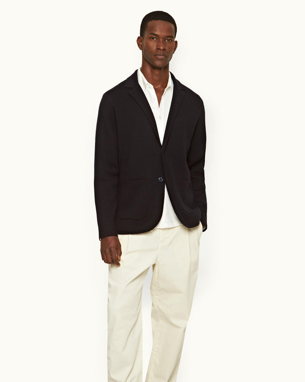 Orlebar Brown Orlebar Brown| Night Iris Tailored Fit Merino Knitted Blazer – ORLEBAR BROWN