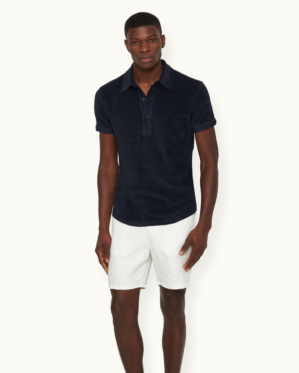 Orlebar Brown Orlebar Brown | Night Iris Tailored Fit Organic Cotton Towelling Polo Shirt – ORLEBAR BROWN