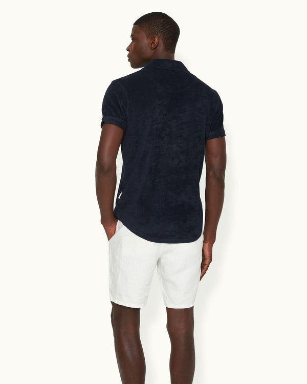 Orlebar Brown Orlebar Brown | Night Iris Tailored Fit Organic Cotton Towelling Polo Shirt – ORLEBAR BROWN