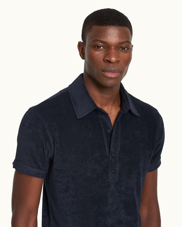 Orlebar Brown Orlebar Brown | Night Iris Tailored Fit Organic Cotton Towelling Polo Shirt – ORLEBAR BROWN