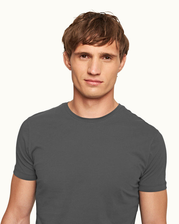 Orlebar Brown Orlebar Brown Ob-T Tailored Fit Crew Neck Cotton T-Shirt In Storm Grey – ORLEBAR BROWN