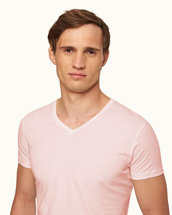 Orlebar Brown Orlebar Brown Ob-V Tailored Fit V-Neck T-Shirt In Pink Sand – ORLEBAR BROWN