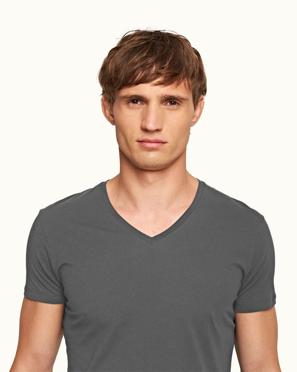 Orlebar Brown Orlebar Brown Ob-V Tailored Fit V-Neck T-Shirt In Storm Grey – ORLEBAR BROWN