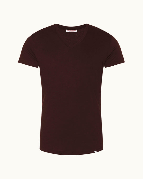 orlebar brown Orlebar Brown Ob-V Tailored Fit V-Neck T-Shirt In Damson – ORLEBAR BROWN