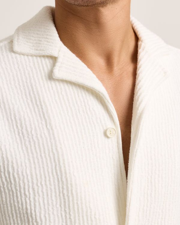 Orlebar Brown Orlebar Brown| Relaxed Fit Capri Collar Short-Sleeve Towelling Shirt In Thasos Beach – ORLEBAR BROWN