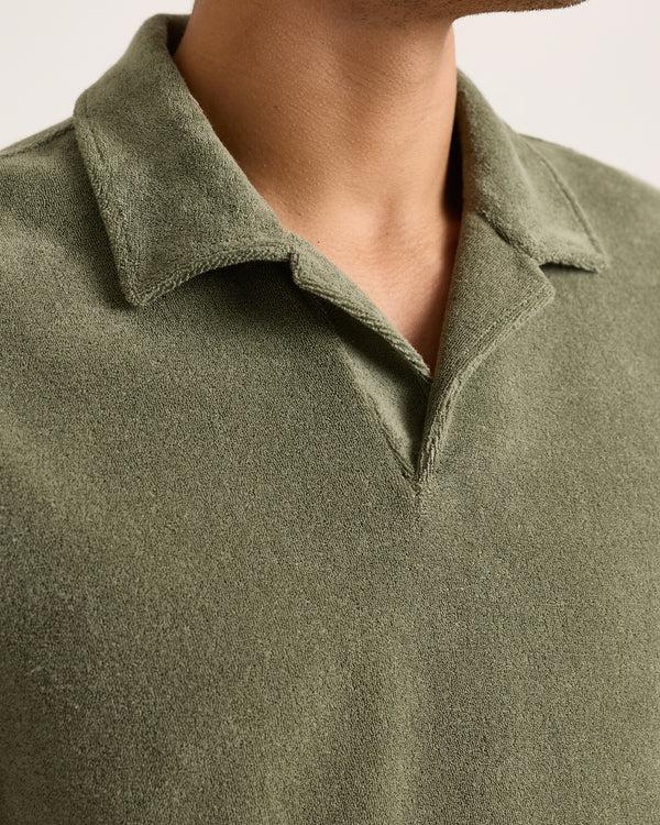 Orlebar Brown Orlebar Brown| Relaxed Fit Cotton Towelling Resort Polo Shirt In Herbal Green – ORLEBAR BROWN