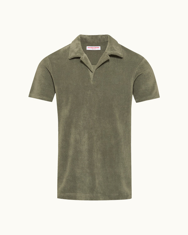 orlebar brown Orlebar Brown| Relaxed Fit Cotton Towelling Resort Polo Shirt in Herbal Green – ORLEBAR BROWN