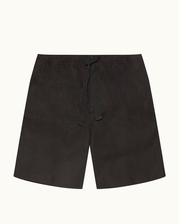 orlebar brown Orlebar Brown| Relaxed Fit Linen Shorts in Black – ORLEBAR BROWN