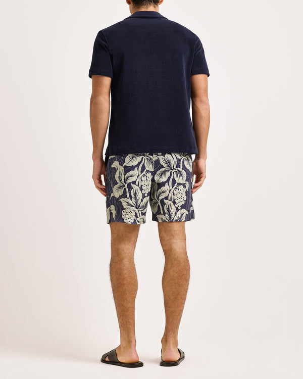 Orlebar Brown Orlebar Brown | Relaxed Fit Linen Shorts With Exclusive Petralis Print In Night Iris – ORLEBAR BROWN