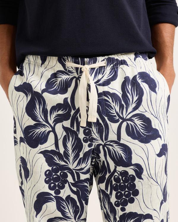 Orlebar Brown Orlebar Brown | Relaxed Fit Linen Trouser With Exclusive Petralis Print In Night Iris – ORLEBAR BROWN