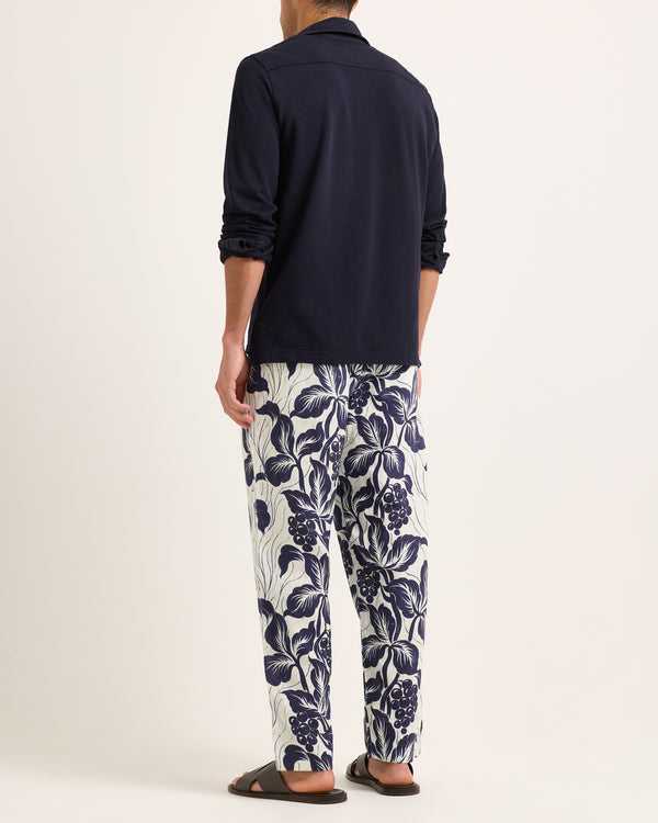 Orlebar Brown Orlebar Brown | Relaxed Fit Linen Trouser With Exclusive Petralis Print In Night Iris – ORLEBAR BROWN