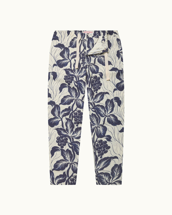 orlebar brown Orlebar Brown | Relaxed Fit Linen Trouser With Exclusive Petralis Print in Night Iris – ORLEBAR BROWN