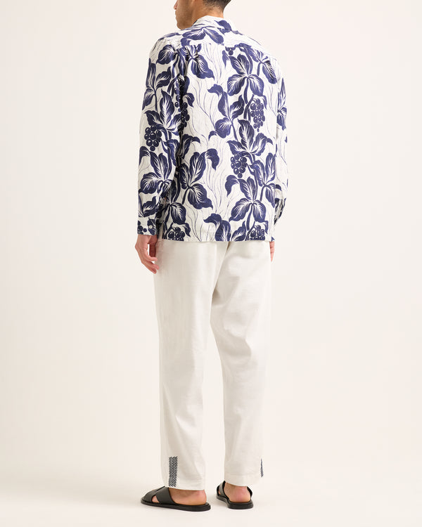 Orlebar Brown Orlebar Brown | Relaxed Fit Long-sleeve Overhead Shirt In Night Iris – ORLEBAR BROWN