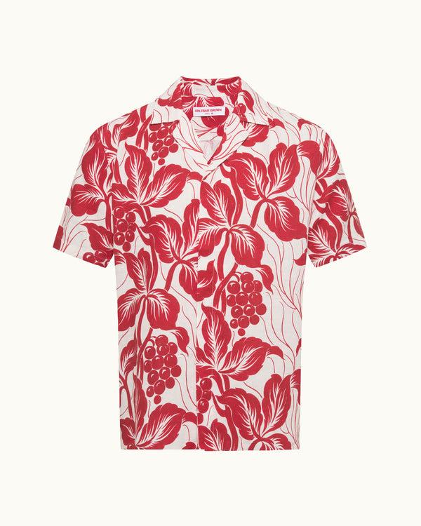 orlebar brown Orlebar Brown | Relaxed fit short-sleeve 100% Linen Resort Shirt In Summer Red – ORLEBAR BROWN