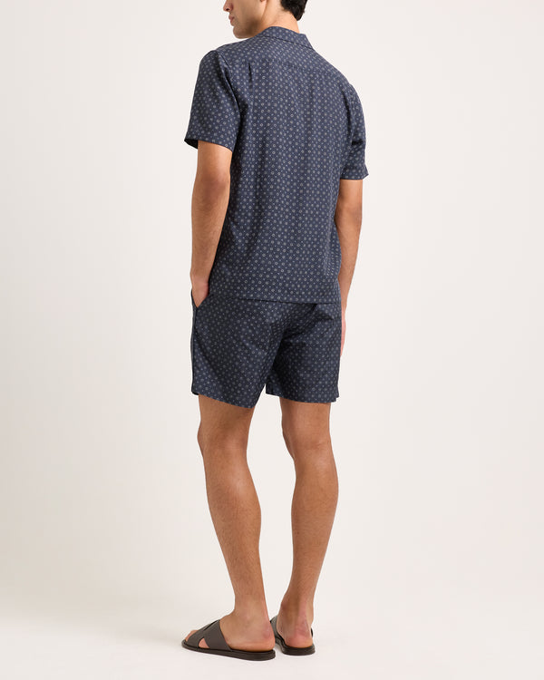 Orlebar Brown Orlebar Brown | Relaxed Fit Short-sleeve 100% Lyocell Resort Shirt In Night Iris – ORLEBAR BROWN