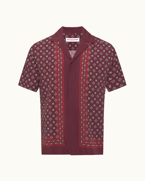 orlebar brown Orlebar Brown | Relaxed fit short-sleeve 100% Lyocell Resort Shirt In Damson – ORLEBAR BROWN
