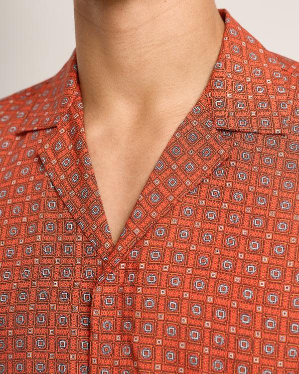 Orlebar Brown Orlebar Brown | Relaxed Fit Short-sleeve 100% Lyocell Resort Shirt In Summer Red – ORLEBAR BROWN