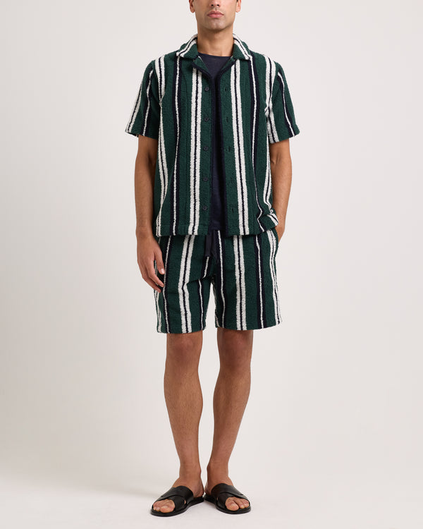 Orlebar Brown Orlebar Brown | Relaxed Fit Short Sleeve Button Through Shirt In Tarragon Stripe – ORLEBAR BROWN