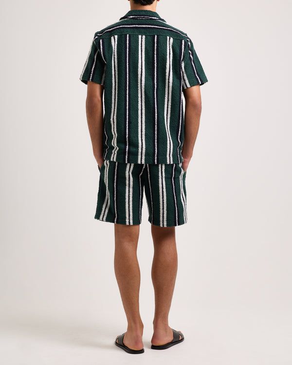 Orlebar Brown Orlebar Brown | Relaxed Fit Short Sleeve Button Through Shirt In Tarragon Stripe – ORLEBAR BROWN