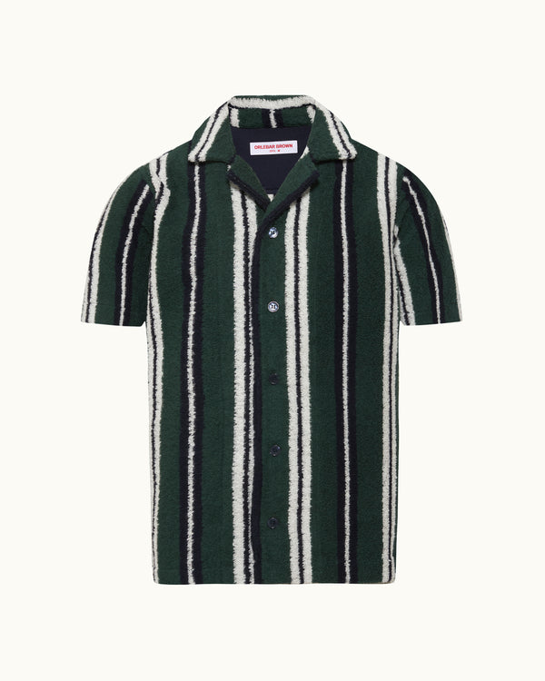 orlebar brown Orlebar Brown | Relaxed fit short sleeve button through shirt In Tarragon Stripe – ORLEBAR BROWN