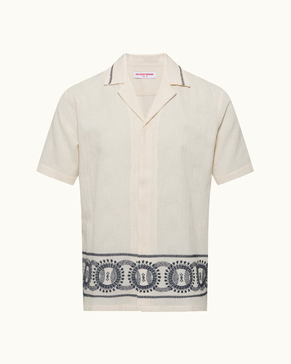 orlebar brown Orlebar Brown | Relaxed fit short-sleeve Jacquared Linen Resort Shirt In White Sand And Night Iris – ORLEBAR BROWN orlebar brown Orlebar Brown | Relaxed fit short-sleeve Jacquared Linen Resort Shirt In White Sand And Night Iris – ORLEBAR BROWN