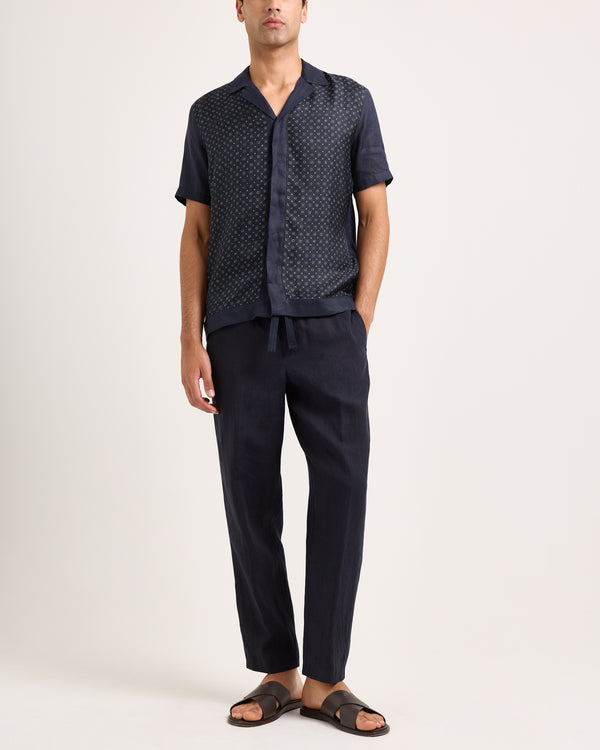 Orlebar Brown Orlebar Brown | Relaxed Fit Short-sleeve Linen & Silk Resort Shirt In Night Iris – ORLEBAR BROWN