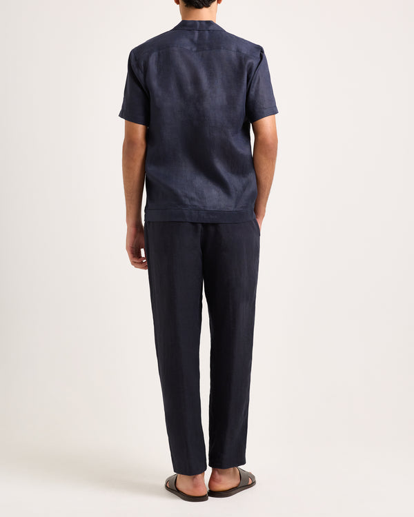 Orlebar Brown Orlebar Brown | Relaxed Fit Short-sleeve Linen & Silk Resort Shirt In Night Iris – ORLEBAR BROWN