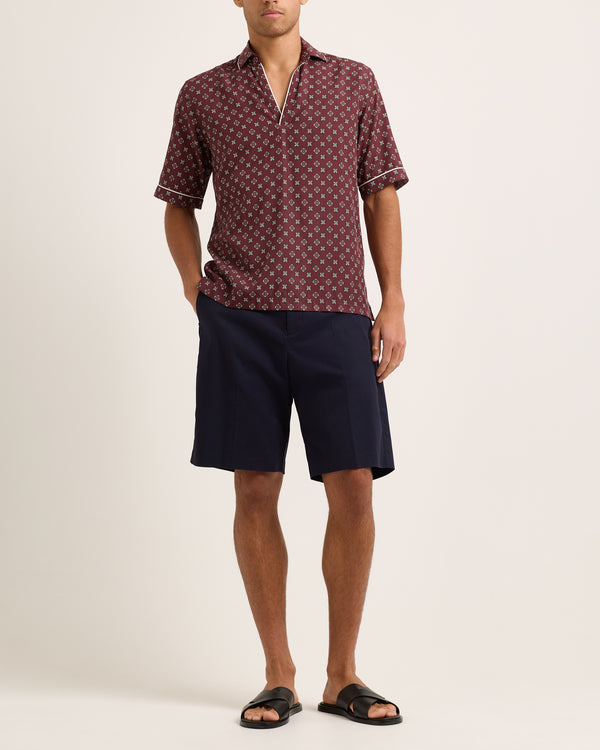 Orlebar Brown Orlebar Brown | Relaxed Fit Short-sleeve Lyocell Shirt In Damson – ORLEBAR BROWN