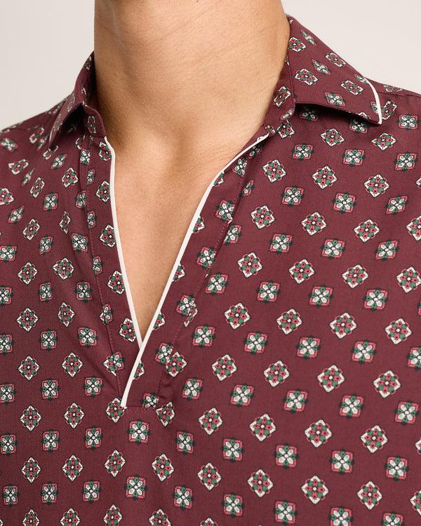 Orlebar Brown Orlebar Brown | Relaxed Fit Short-sleeve Lyocell Shirt In Damson – ORLEBAR BROWN