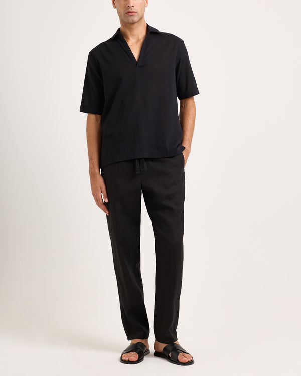 Orlebar Brown Orlebar Brown | Relaxed Fit Short-sleeve Overhead Shirt In Black – ORLEBAR BROWN