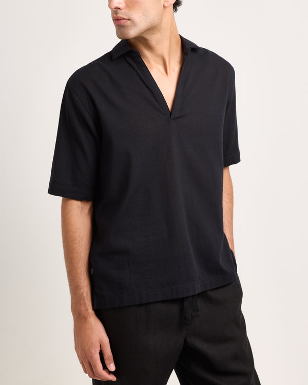 Orlebar Brown Orlebar Brown | Relaxed Fit Short-sleeve Overhead Shirt In Black – ORLEBAR BROWN