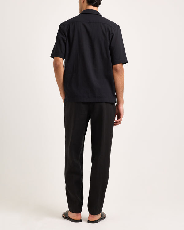 Orlebar Brown Orlebar Brown | Relaxed Fit Short-sleeve Overhead Shirt In Black – ORLEBAR BROWN