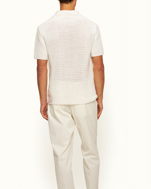 Orlebar Brown Orlebar Brown | Sea Mist Crochet Effect Organic Cotton Polo Shirt – ORLEBAR BROWN