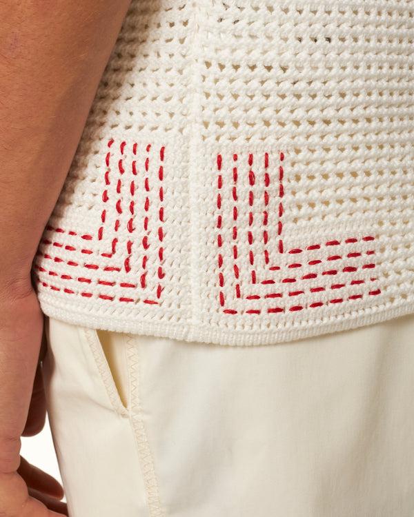 Orlebar Brown Orlebar Brown | Sea Mist Crochet Effect Organic Cotton Polo Shirt – ORLEBAR BROWN