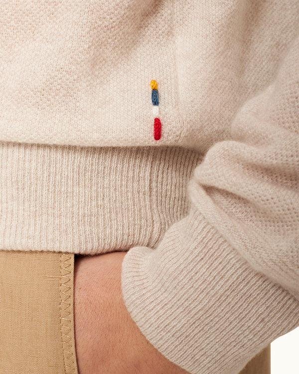 Orlebar Brown Orlebar Brown | Sea Mist Fully Fashioned Waffle Stitch Cashmere Jumper – ORLEBAR BROWN