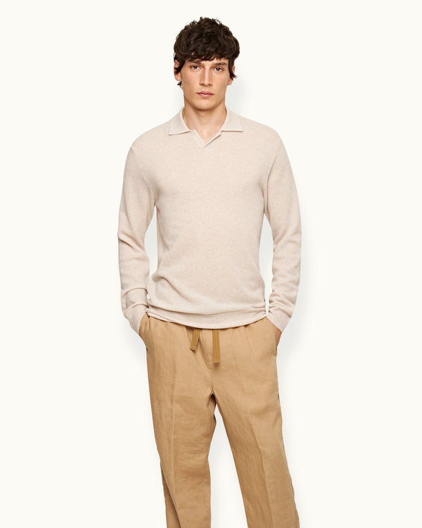 Orlebar Brown Orlebar Brown | Sea Mist Fully Fashioned Waffle Stitch Cashmere Jumper – ORLEBAR BROWN