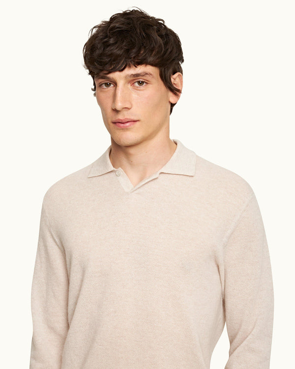 Orlebar Brown Orlebar Brown | Sea Mist Fully Fashioned Waffle Stitch Cashmere Jumper – ORLEBAR BROWN